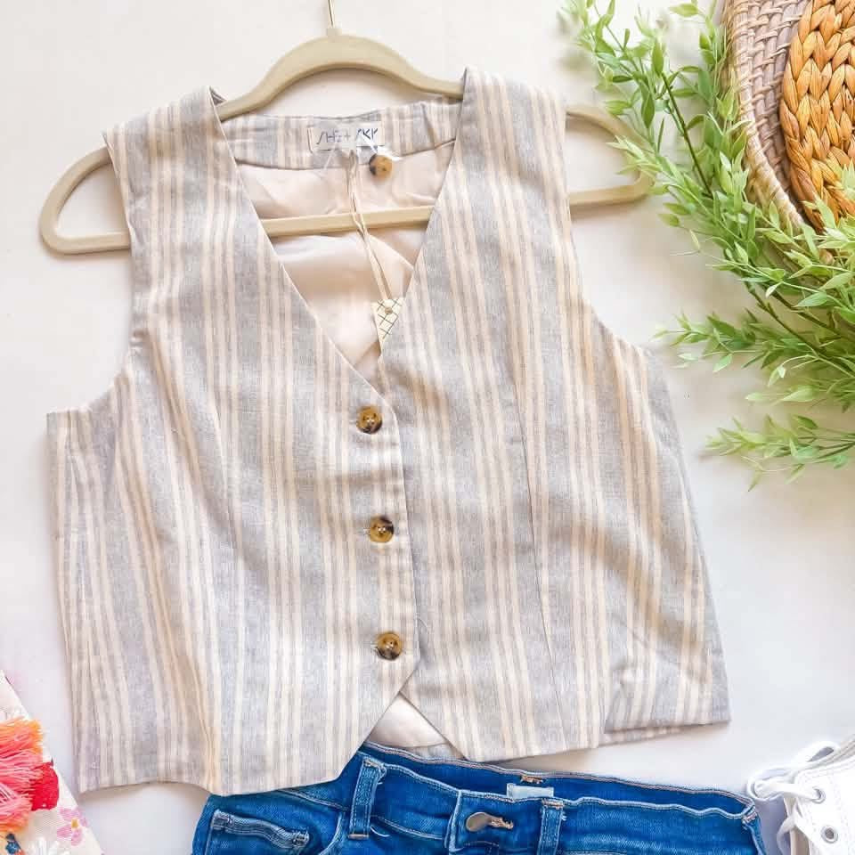 She & Sky Striped Vest