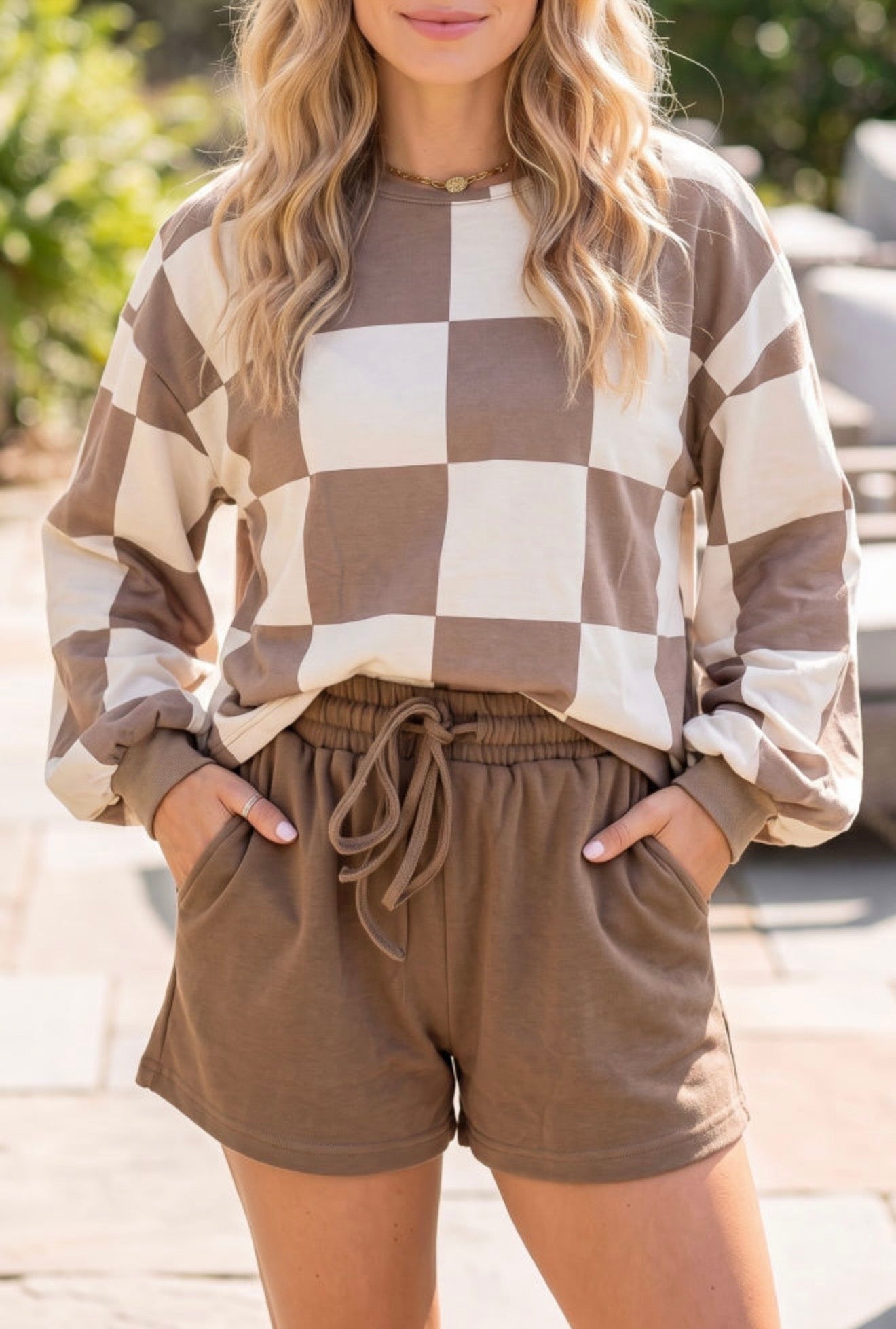 Brown Checkered 2pc Set